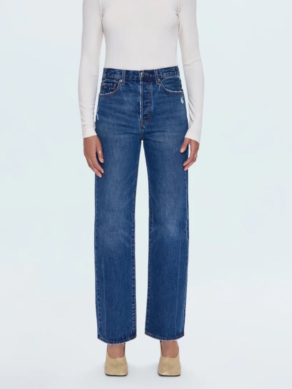 Pistola Cassie Super High Rise Straight Jean in Vintage Cameo